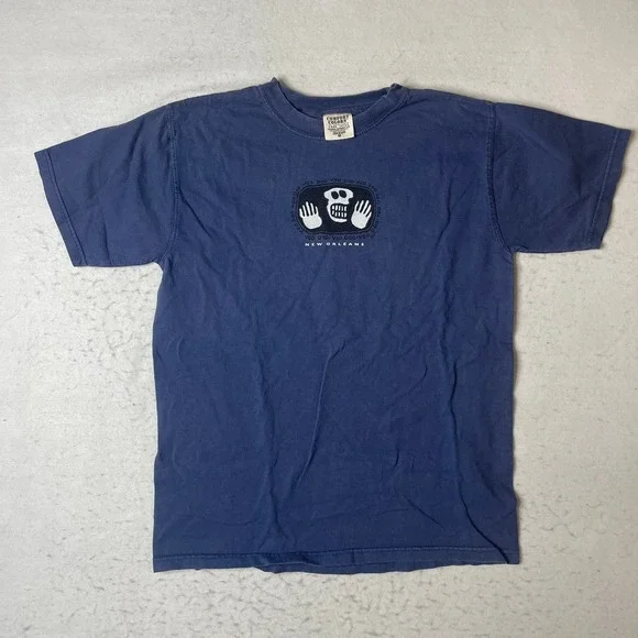 Comfort Colors New Orleans Graphic T Shirt Short Sleeve Crew Neck Blue Size M - Picture 2 of 6